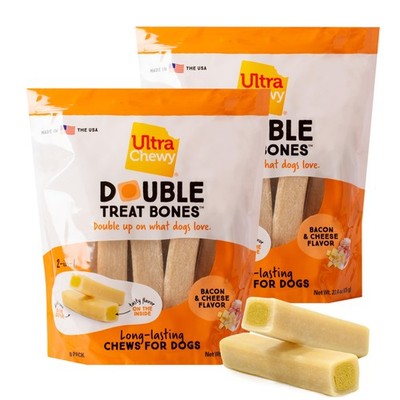 Double Treat Bones: Long-Lasting Dog Treats Made in USA for Large and Small B...