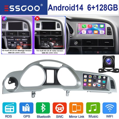 Android14 8.8'' CarPlay Autoradio GPS Navi Für AUDI A6 C6 MMI 2G 2005-2009 6+128G