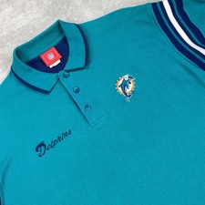 NFL Miami Dolphins Football Polo Shirt Mens XL Teal Short Sleeve Performance