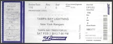 Tampa Bay Lightning vs New York Rangers ticket stub February 2 2013