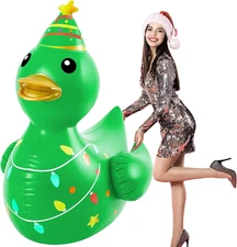4FT Christmas Inflatable Duck with Christmas Tree for Pool & Yard Holiday Decor