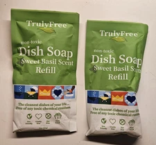 Truly Free Dish Soap Refill - 2 Packs - Basil Scent
