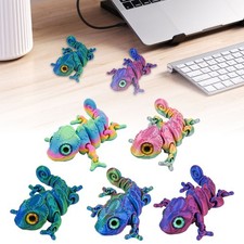 3D Printing Chameleon Figures Multi-joint Movable Simulation Eyes Home Decor CW