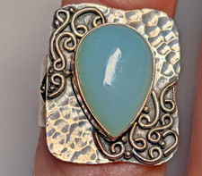 STERLING SILVER BLUE STONE AQUA RING SIZE 6 3/4 WEIGHS 6.02 GRAMS