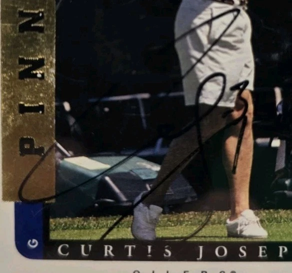 Pinnacle Be A Player 1996-97 Curtis Joseph (Golf) autógrafo automático Edmonton Oilers Foto 3 de 4