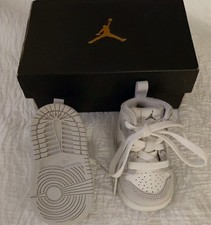 Jordan 1 Mid SE White/Gray Toddler Baby Size 2C NIB