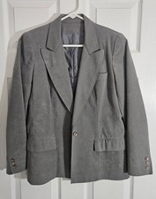 Vintage Indeo Womens Medium Grey Union Made In USA Single Button Blazer.