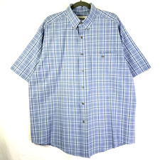 Wrangler Rugged Wear Shirt Mens Sz XL Blue Plaid Short Sleeve Western Button Up