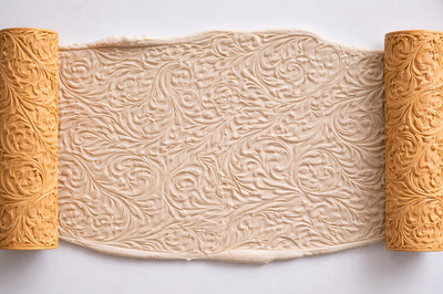 Barock Floral Ton Textur Roller 28x102mm Polymer Keramik Ton Werkzeug