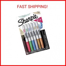 Sharpie Metallic Permanent Markers, Fine Point, Assorted Colors, 6 Count