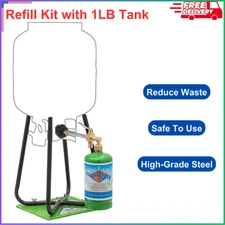 Flame King Refillable 1LB Empty Propane Cylinder Tank with Refill Kit And CGA600