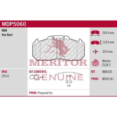 MERITOR Bremsbelagsatz Scheibenbremse BRAKE PAD KIT MDP5060 VAN HOOL MAN
