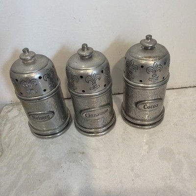 pewter cinnamon nutmeg cocoa shaker set