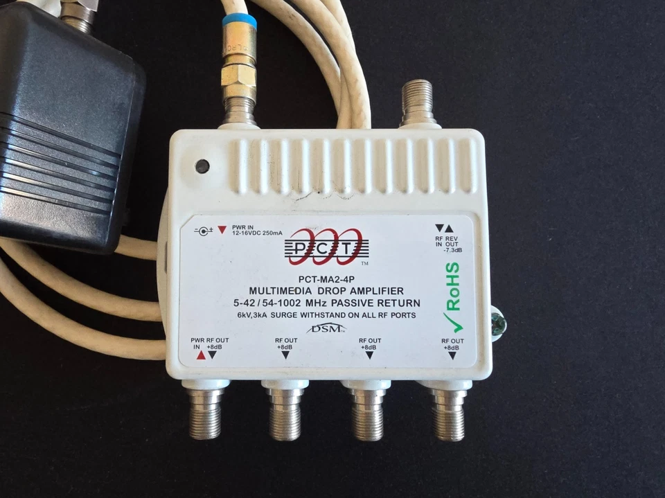 PCT Multimedia Drop Amplifier PCT-MA2-4P, 5-42/54-1002 MHz Passive Return - Image 2 of 3