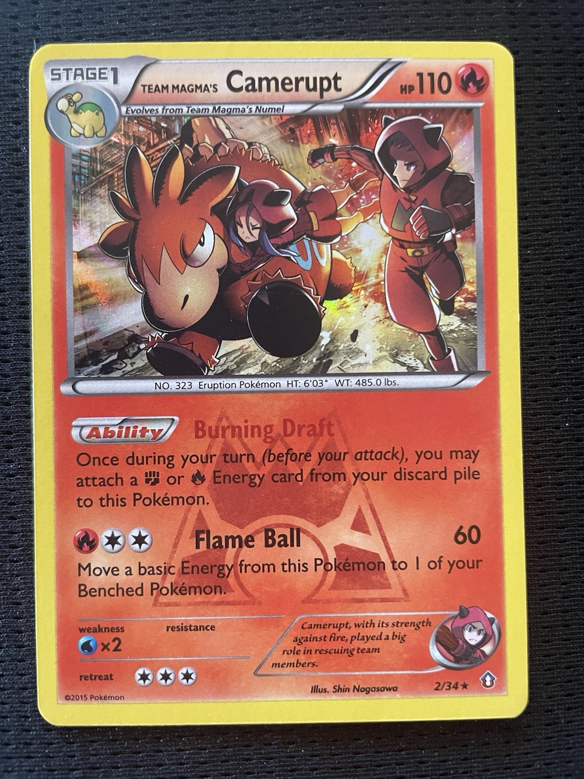 Team Magma's Camerupt 2/34 Double Crisis Holo NM Condition