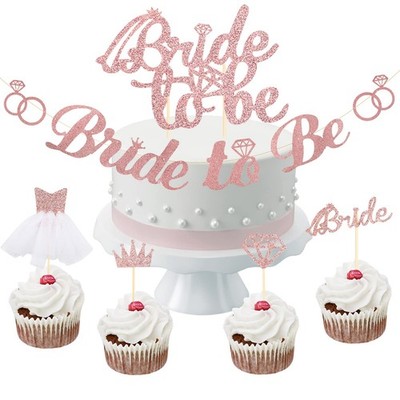 JGA Deko Set: Bride to Be Girlande & Cupcake Topper für