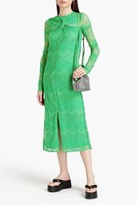 GANNI Green Lace Long Sleeve Dress