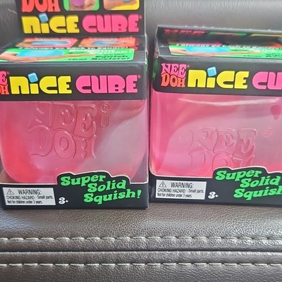 Nee Doh Nice Cube Super Solid Squish Squeeze Toy, Pink, Ages 3+