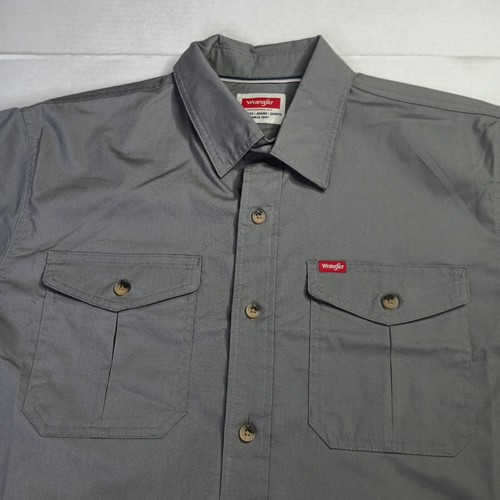 Camisa Wrangler Para Hombre Calce Relajado Manga Corta Tejida Abotonada Talla L Grande Gris - Imagen 2 de 7
