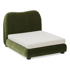 Pemberly Row Upholstered Small to Medium Pet Bed in Olive Green Velvet