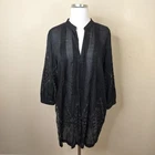 Chico's Black Tunic 2 / Large Womens Sequin Embellished Pintuck Pleat Cotton