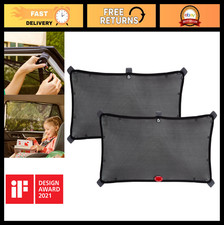Magnetic Stretch-to-Fit Car Window Shades, Black - 2 Pack, UV Protection