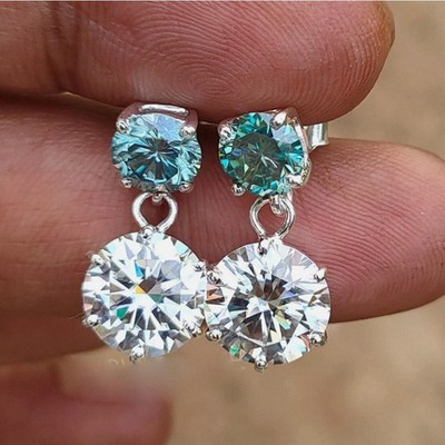 Certified 5.00 Ct E Color VS1 Diamond Solitaire Stud Earrings 925 Silver for