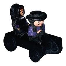 VTG Cast Iron Amish Boy Girl Wagon Purple 1997 John Wright Mini Figurines A930