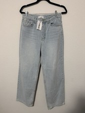 OAK  FORT Women's Light Blue Denim Jeans, Solid, 5-Pocket, Button Zip Closure