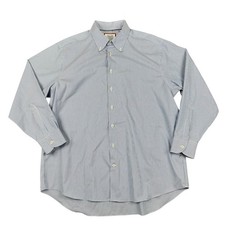 Charles Tyrwhitt Button Down Mens 18/35 Classic Fit Non-Iron Blue White Stripe