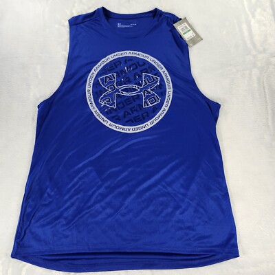 Under Armour Velocity Shirt Mens Large Blue Tank Top Loose Fit