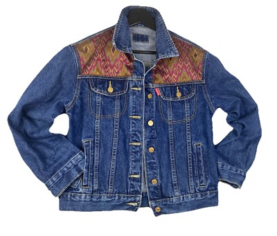 C est Elle Women Denim Jacket Western Aztec Sz Small