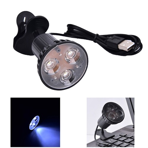 Flexible Super Bright 3 LED Clip On Spot USB Light Lamp For Laptop PC Noteb &q& - Afbeelding 2 van 8
