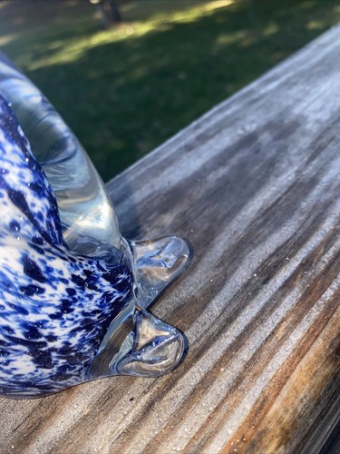 Glass Cat Paperweight Multi Color (Blue and White) Glass Cat Figure - Picture 7 of 12