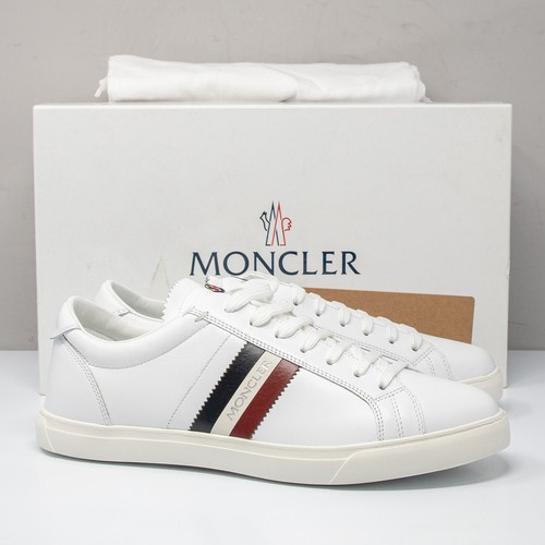 Moncler La Monaco Striped Low-top White Leather Sneakers, Men's 42 EU (9 US)