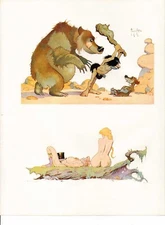 1978 full Color Plate "Bare Girl Bear & Caveman" by Frank Frazetta GGA Print