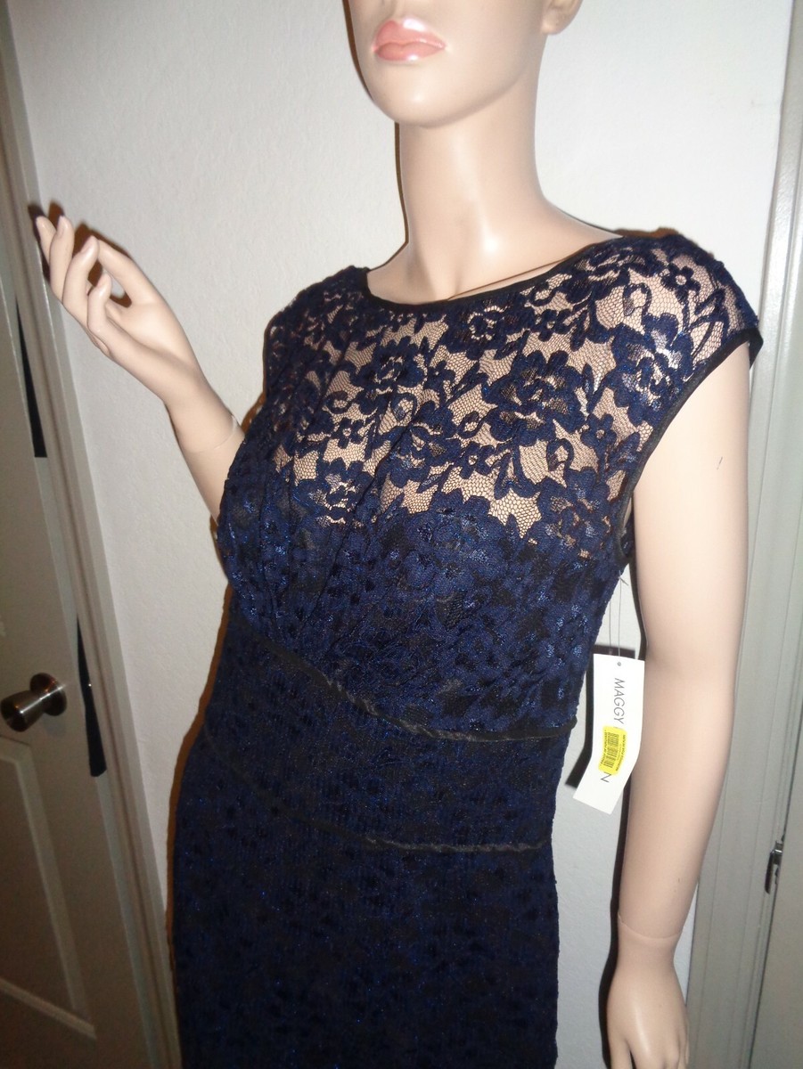 $158 MAGGY LONDON NAVY / BLACK LACE FLORAL PRINT SIZE : 12 NWT $158 MAGGY LONDON NAVY / BLACK LACE FLORAL PRINT SIZE : 12 NWT