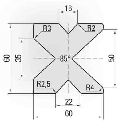 Press Brake  4 Way Die x 2.36'' Sq. x 8-1/2 ''lg , Forms 20 Ga. to 1/4'' Plate