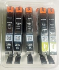 Canon 250 251 Ink Cartridge PGI250 CLI251 3 Black and 2 Yellow NEW OEM GENUINE