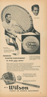1949 Wilson Jack Kramer Bobby Riggs Tennis Racket Baseball Bat Vtg Print Ad OR2