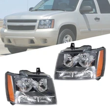 Black Fit For Chevy Avalanche Tahoe Suburban 2007-2014 Headlights Amber Corner