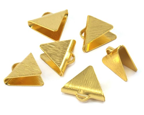 10pcs Crimp Triangle Geometric findings loop ribbon cap 12.5x15 mm Color Options - Picture 2 of 10