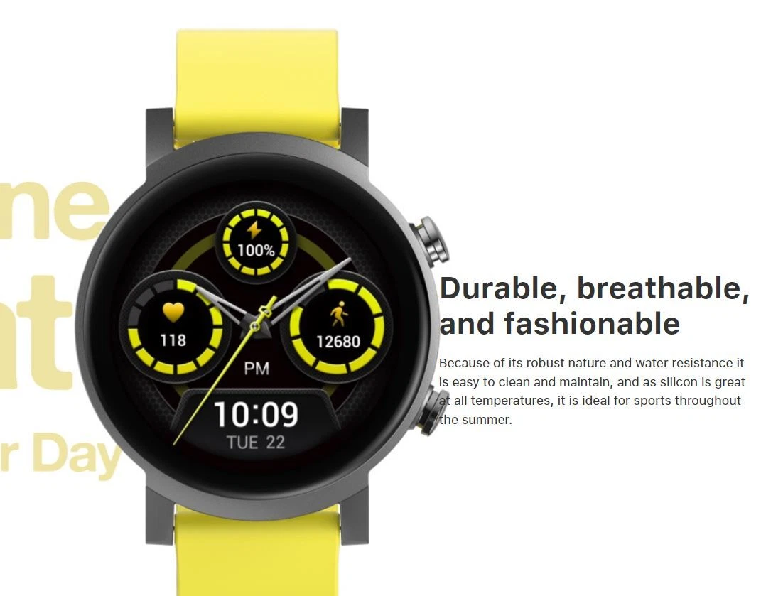 Ticwatch P1034000400A E3 Fitness GPS Waterproof iOS Android Smart Watch  Yellow