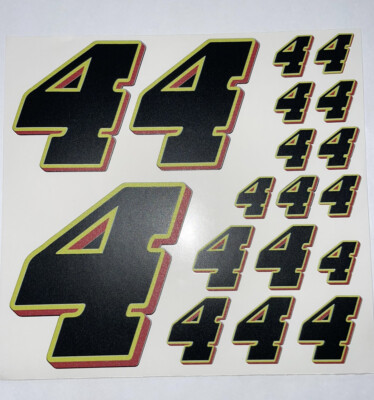 Matte Black-w/  White Outline Red Shadow #4 s Racing Numbers Vinyl Rc Box L3