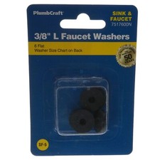 PlumbCraft 7517600N 3/8" L Flat Faucet Washers, 6-Pack