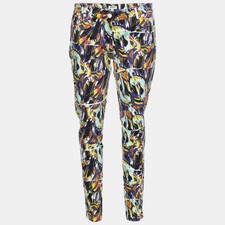Kenzo Multicolor Printed Stretch Cotton Tapered Jeans Waist: 33"