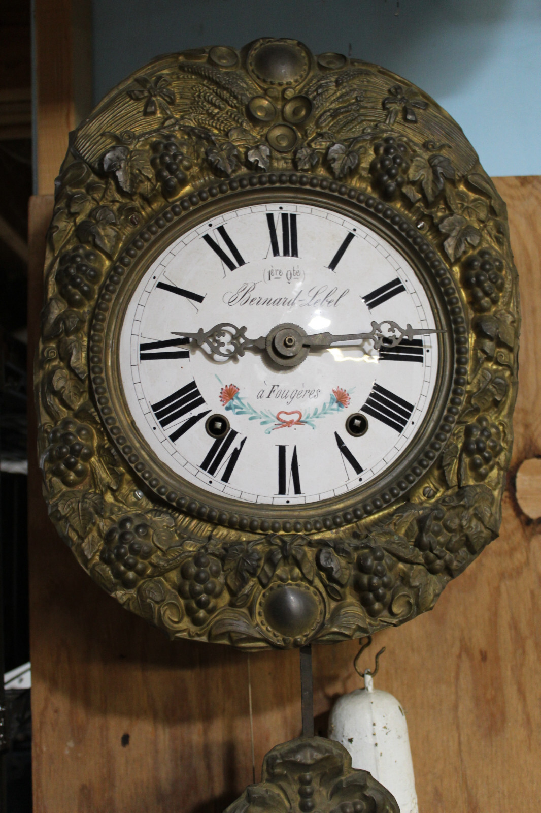 Antique Morbier Wall Clock, Complete, for parts or repair eBay