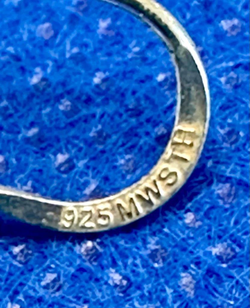 Marked MWSTH Sterling Silver Tiny Dangle Heart Ho… - image 6