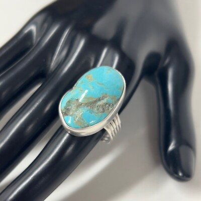 Beautiful Native American Sterling Silver Five Split Band Turquoise Ring