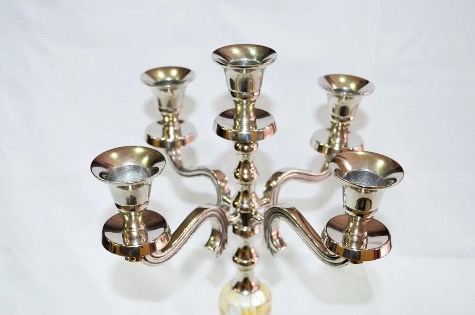 Candelabros madreperla pilar de metal candelabro regalo boda centro de mesa Foto 2 de 4